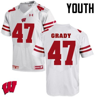 Youth Wisconsin Badgers NCAA #51 Griffin Grady White Authentic Under Armour Stitched College Football Jersey MO31K73ID
